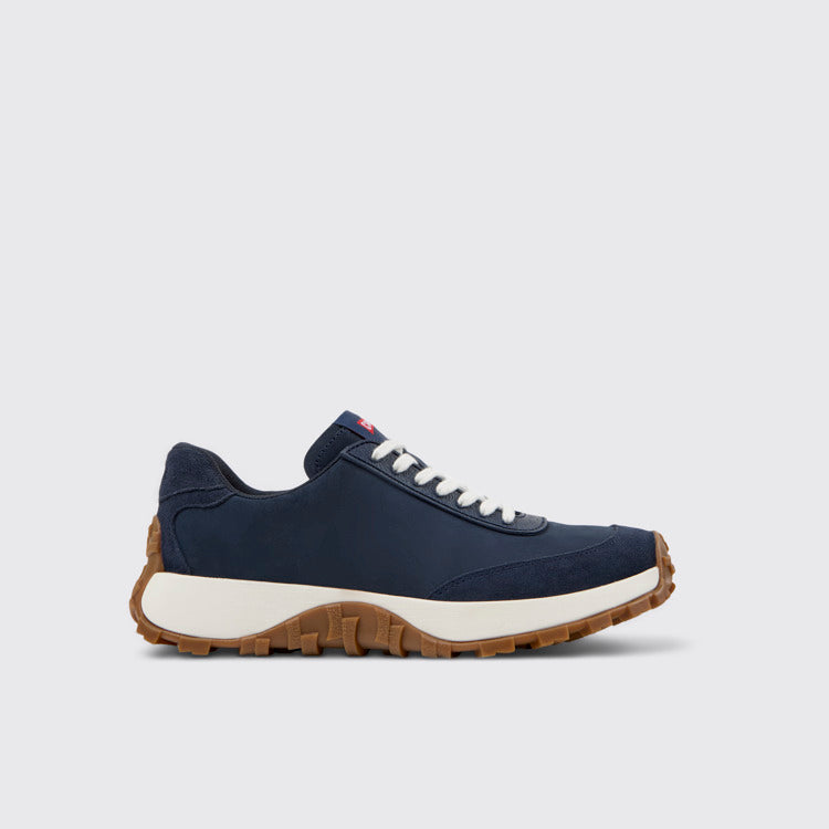 Side view of Drift Trail VIBRAM Blue Nubuck and Textile Sneakers for Men.