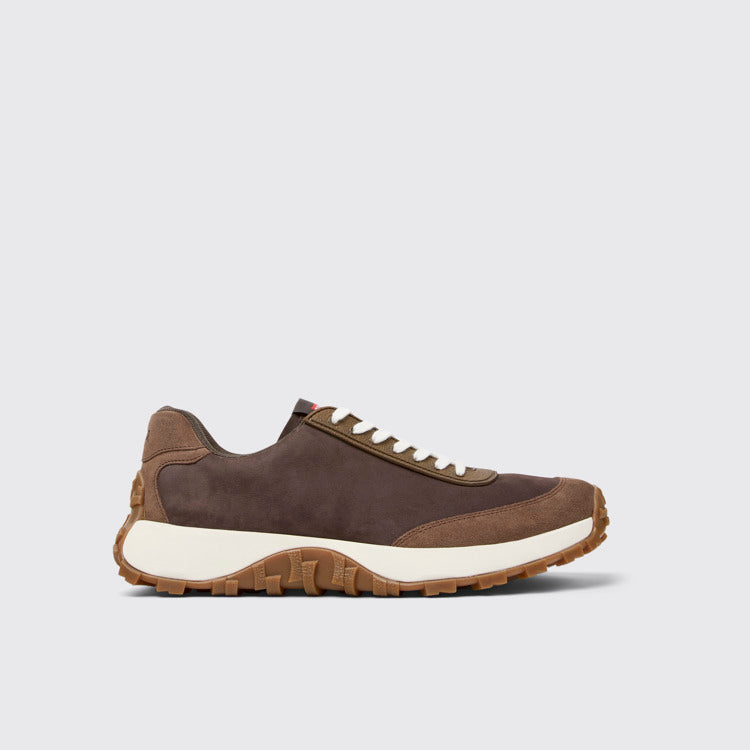 Side view of Drift Trail Brown Nubuck Sneakers for Men.