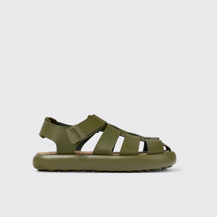 Side view of Pelotas Flota Green Leather Sandal for Men