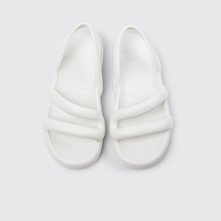 Overhead view of Kobarah Flat White Sandals.