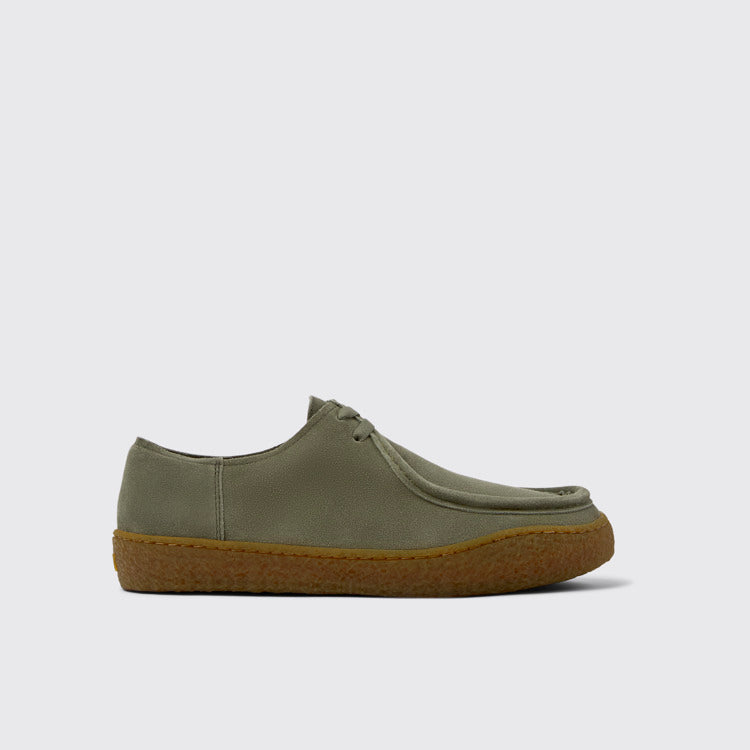 Side view of Peu Terreno Green Nubuck Shoes for Men.