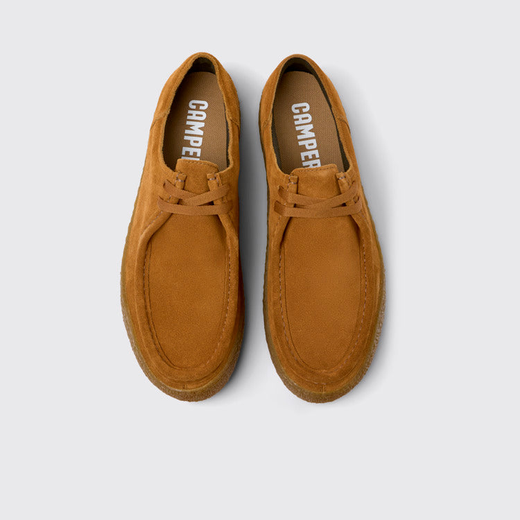 Overhead view of Peu Terreno Brown Nubuck Shoe for Men.