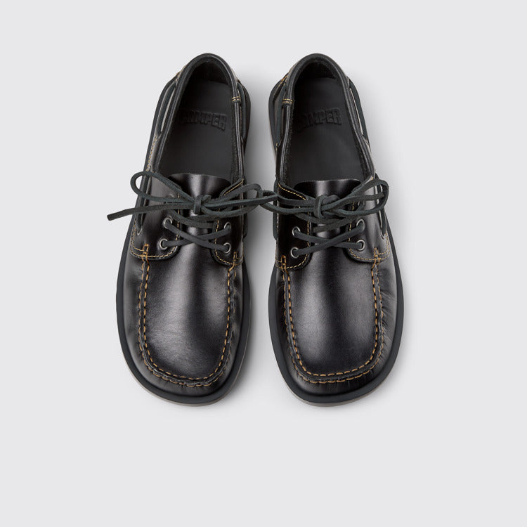 Overhead view of Don Black Leather Moccasin/Nautical Shoes for Men.