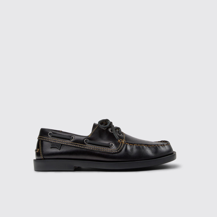 Side view of Don Black Leather Moccasin/Nautical Shoes for Men.