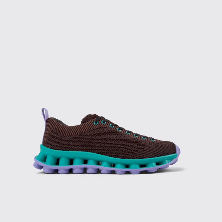 Side view of Camper x SUNNEI - PELOTISSIMA Brown, Blue and Purple Textile Sneakers for Men.