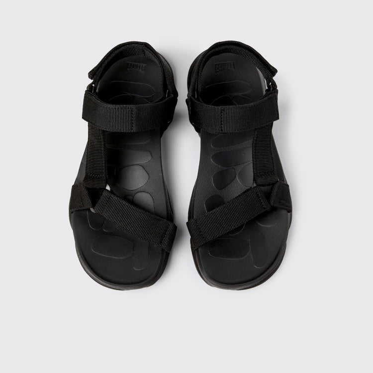 Overhead view of Karst Sandal Black Textile Sandals for Men.
