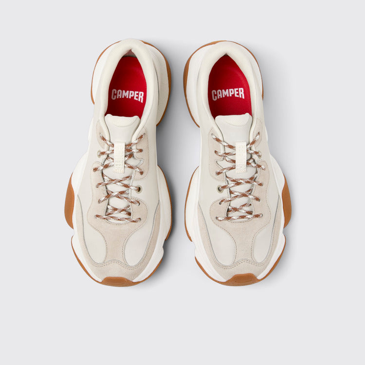 Overhead view of Karst 2 White Leather and Nubuck Sneakers for Men.