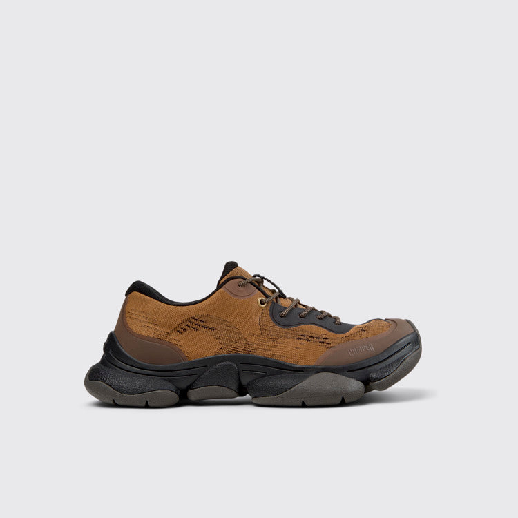 Side view of Karst 2 Brown Recycled Engineered Materials Sneakers for Men.