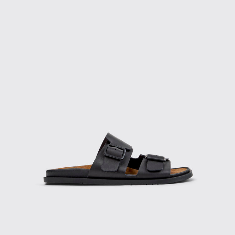 Side view of Lluc Sandal Black Leather Sandals for Men.