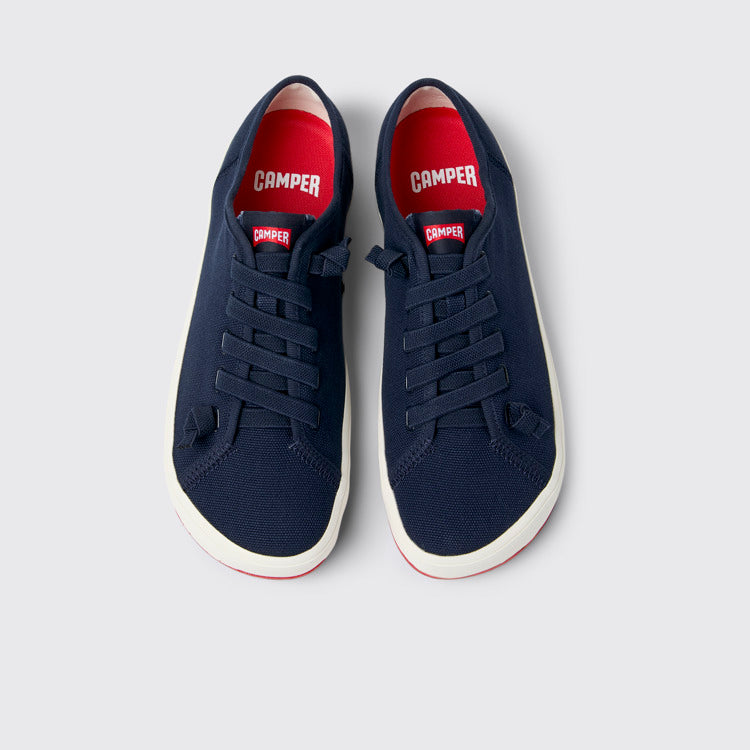 Overhead view of Peu Rambla II Blue Textile Sneakers for Men.