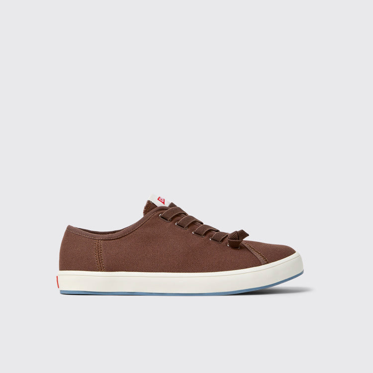 Side view of Peu Rambla II Brown Textile Sneakers for Men.