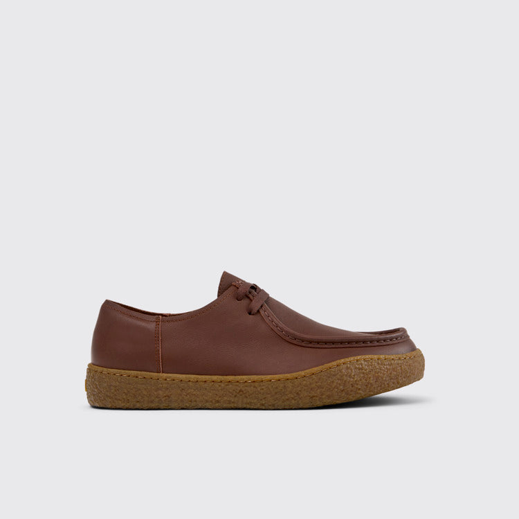Side view of Peu Terreno Brown Leather Shoes for Men.