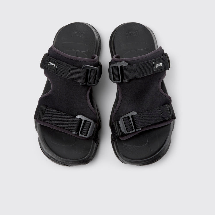 Overhead view of Karst Sandal Black Textile Sandals for Men.