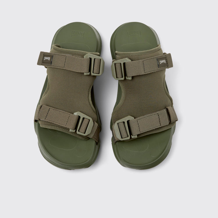 Overhead view of Karst Sandal Green Textile Sandals for Men.
