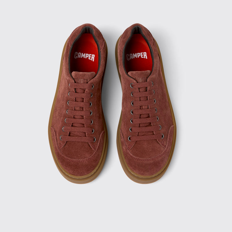 Overhead view of Runner Twentyfive Burgundy Suede Sneakers for Men.