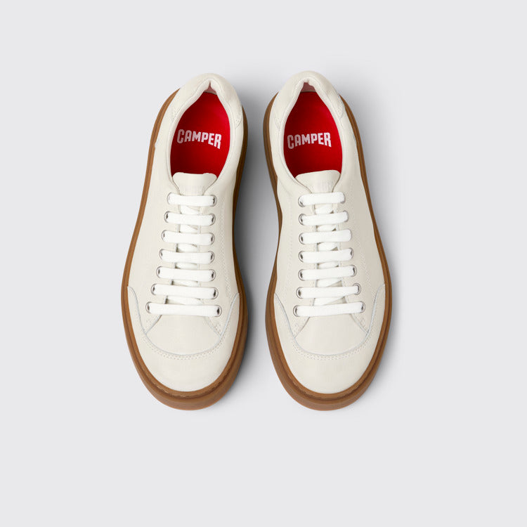 Overhead view of Runner Twentyfive White Leather Sneakers for Men.
