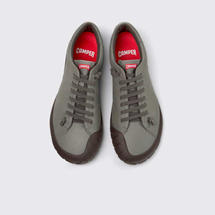 Overhead view of Peu Path+ Gray Leather Shoes for Men.