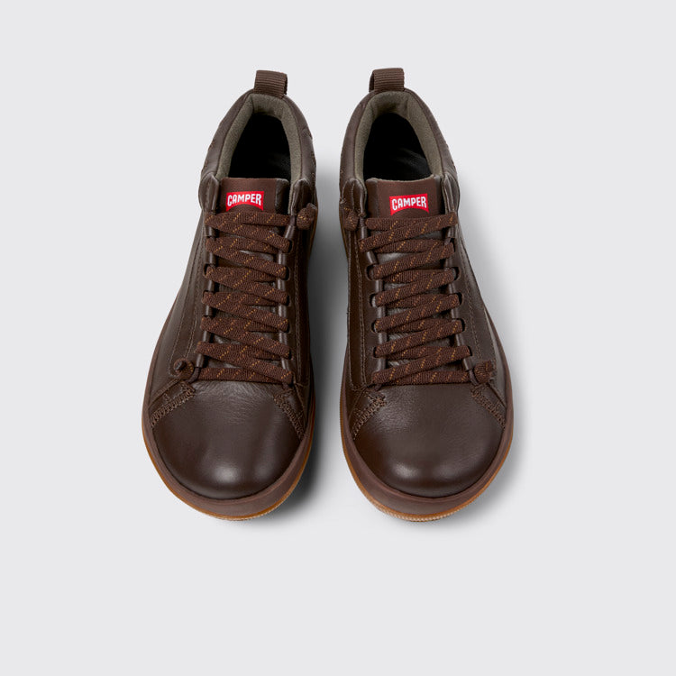 Overhead view of Peu Pista GM Brown Leather Ankle Boots for Men.