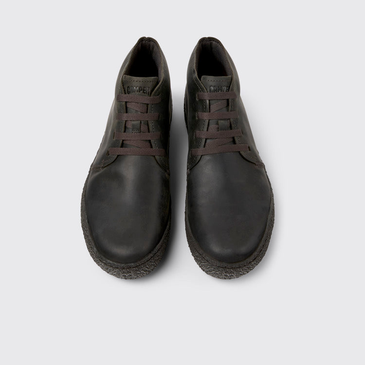 Overhead view of Peu Terreno Gray Nubuck Ankle Boots for Men.