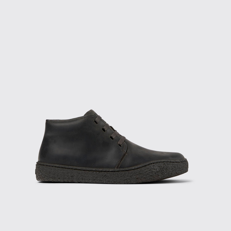 Side view of Peu Terreno Gray Nubuck Ankle Boots for Men.