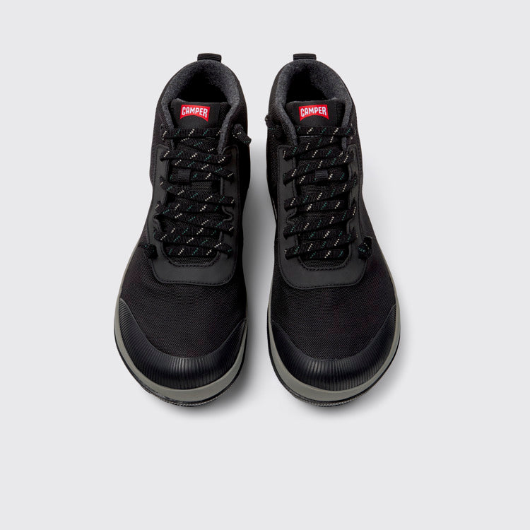 Overhead view of Peu Pista GM Black Textile Ankle Boots for Men.