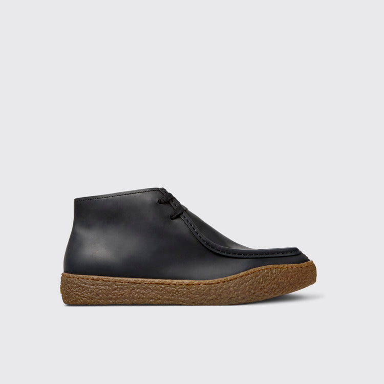 Side view of Peu Terreno Black Nubuck Ankle Boots for Men.