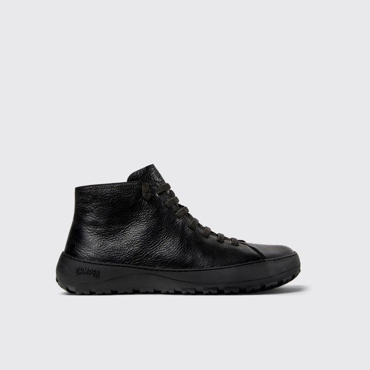 Side view of Peu Serra Black Leather Ankle Boots for Men.