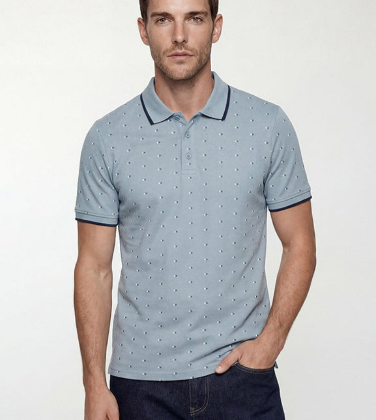 LC Waikiki Patterned Pique Polo T-Shirt Blue