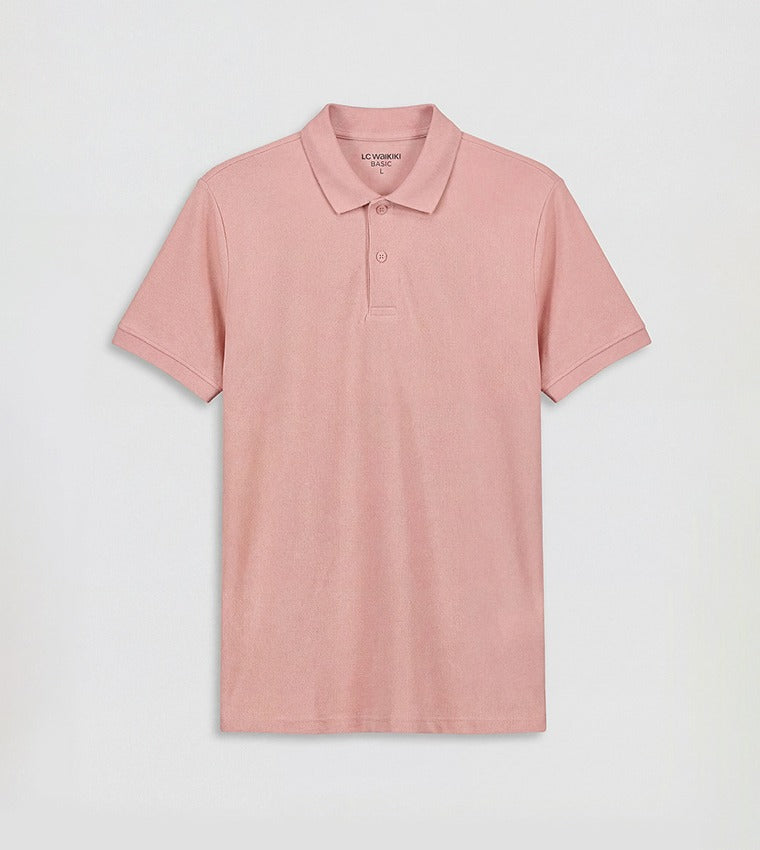 LC Waikiki Solid Short Sleeves Polo T-Shirt Pink
