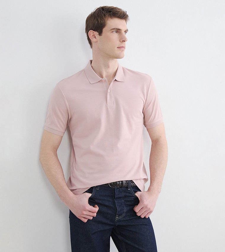 LC Waikiki Solid Short Sleeves Polo T-Shirt Pink