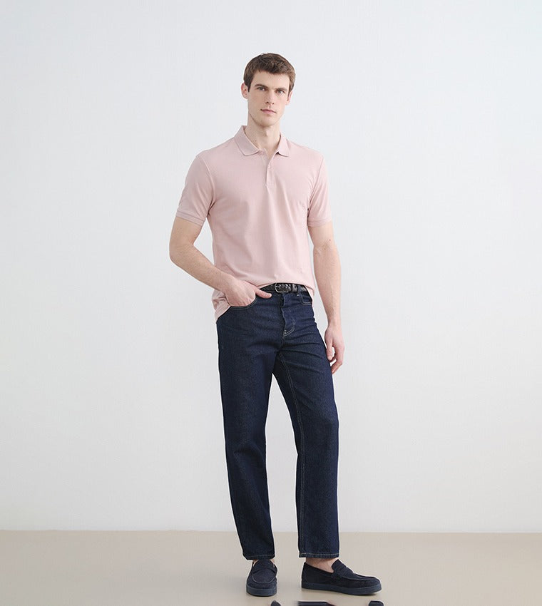 LC Waikiki Solid Short Sleeves Polo T-Shirt Pink