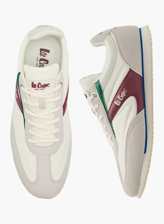 Lee Cooper Men's Colourblock Shoes with Lace-Up Closure- White
