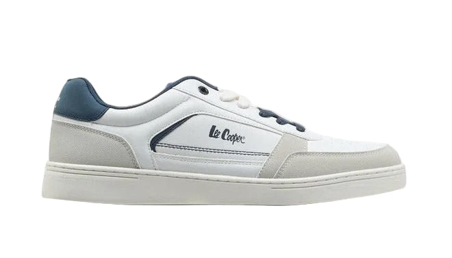 Lee Cooper Men's Solid Lace-Up Sneakers- WHITE