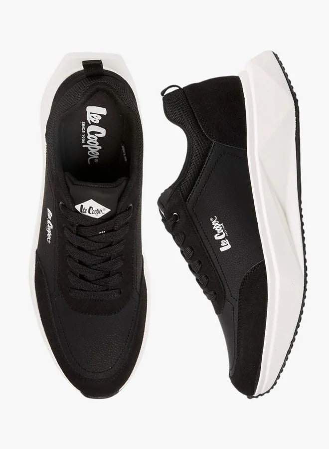 Lee Cooper Panelled Lace-Up Sneakers-black
