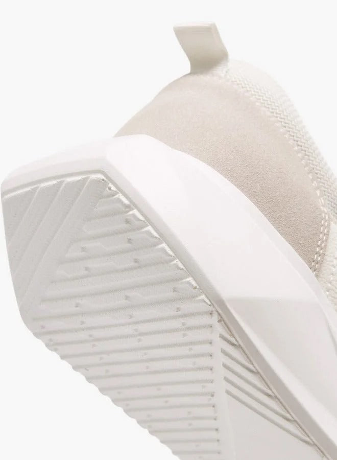 Lee Cooper Panelled Lace-Up Sneakers with Pull Tabs for Men -White