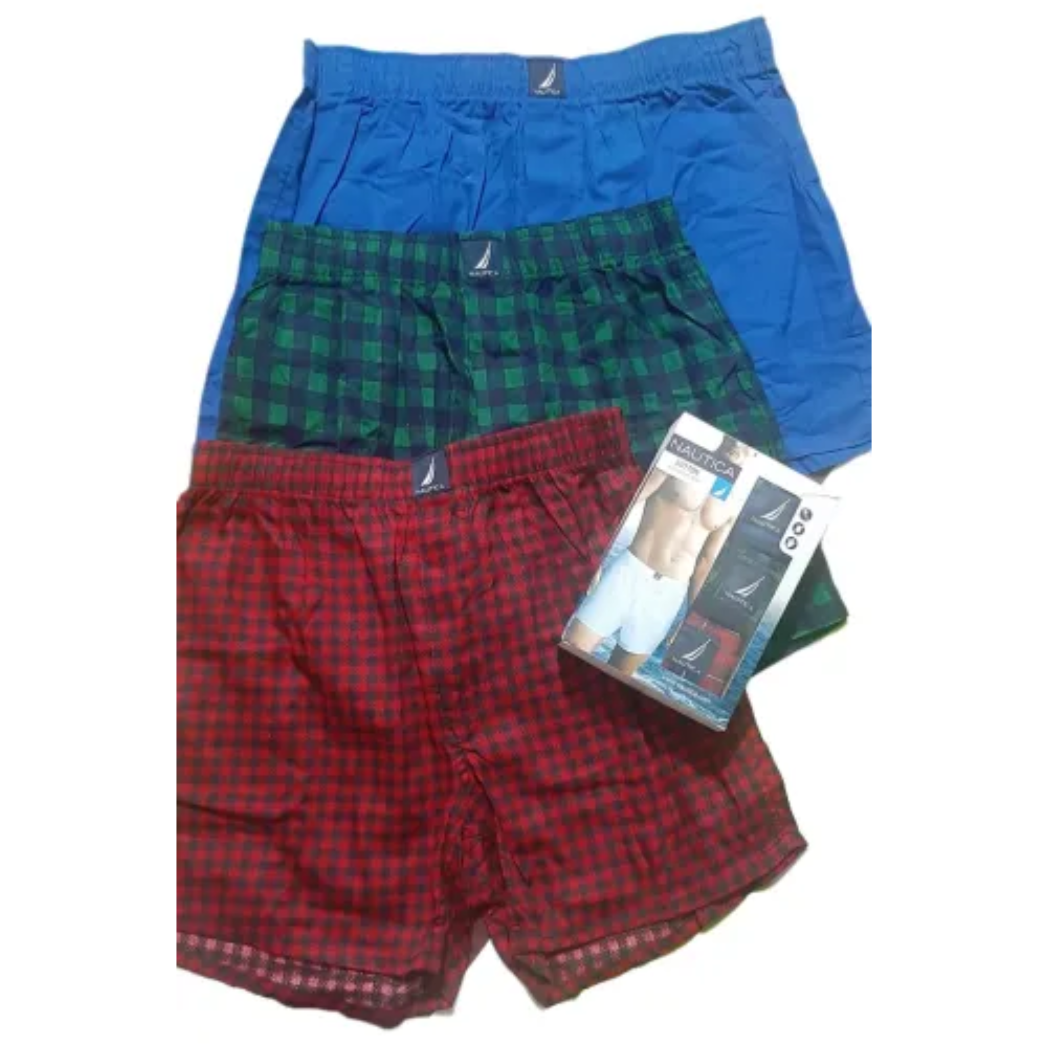 Nautica 3 Pack Soft Cotton Woven Boxers Classic Fit Export Quality - Jango Mall