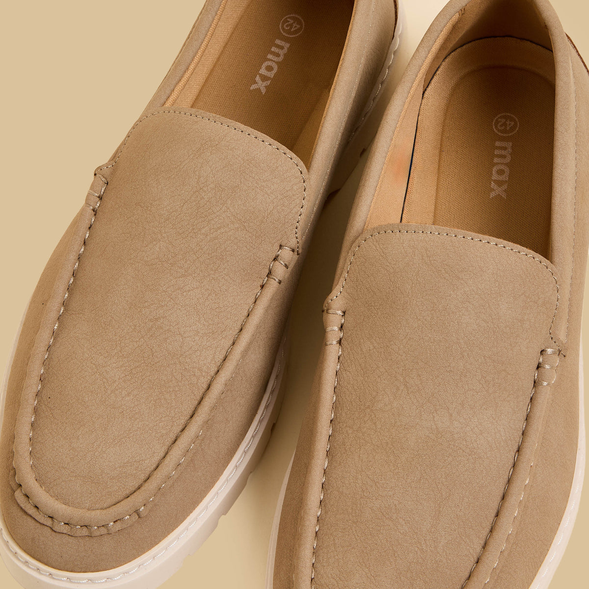 Max Textured Slip-On Loafers Beige for Men - image 3