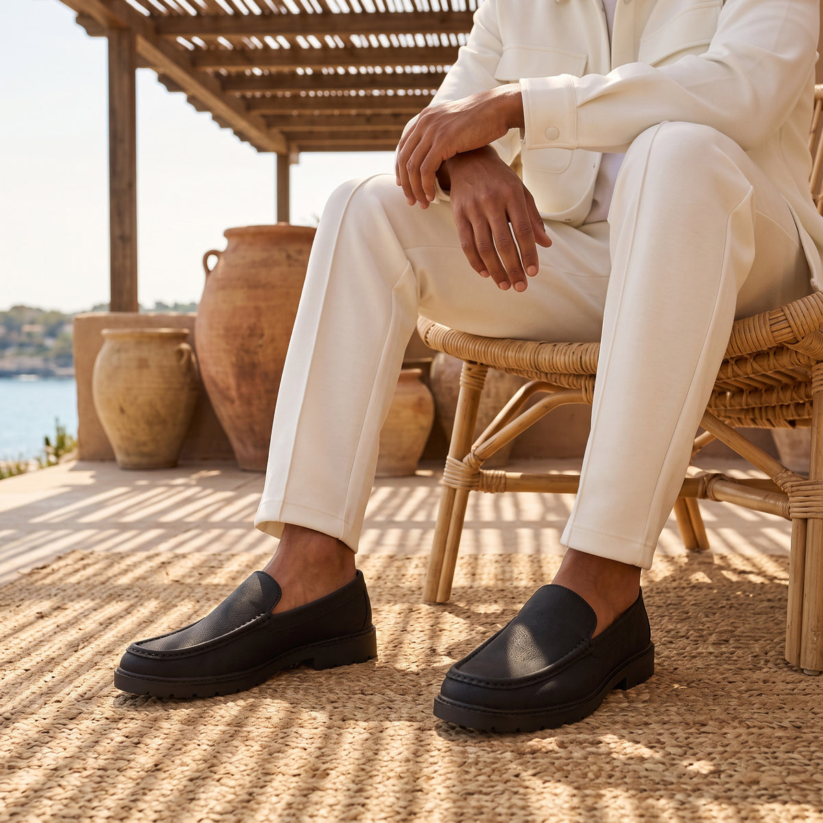 Max Textured Slip-On Loafers Black for Men - image 2