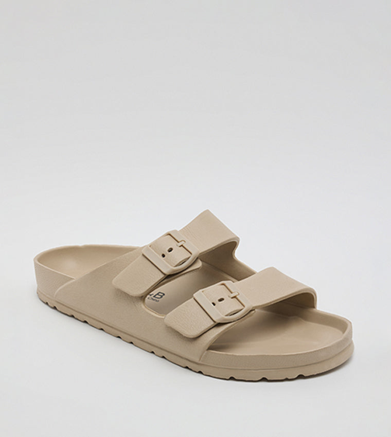 R&B Double Strap Comfort Sandals Beige