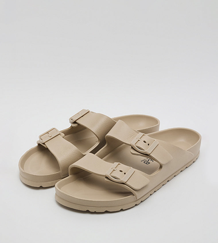 R&B Double Strap Comfort Sandals Beige