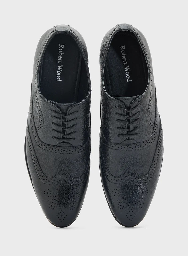 Robert Wood Genuine Leather Formal Jet Black