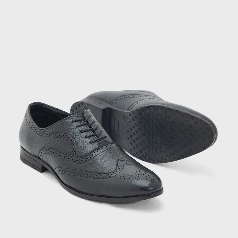 Robert Wood Genuine Leather Formal Jet Black