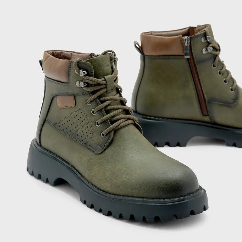 Robert Wood Chunky Boots For Men  Olive