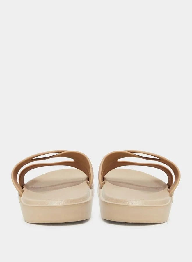 Styli Crisscross Slides Beige