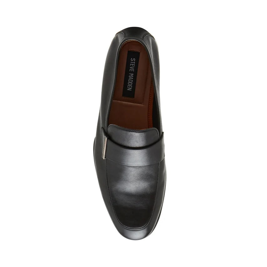 Steve Madden Silas Black Leather Formal Slip-Ons