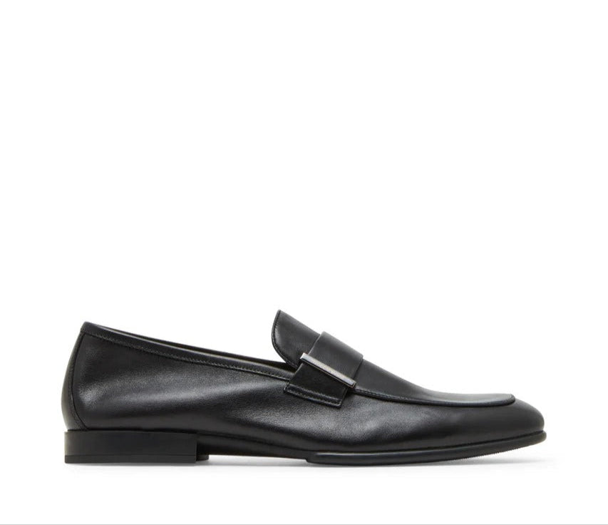 Steve Madden Silas Black Leather Formal Slip-Ons
