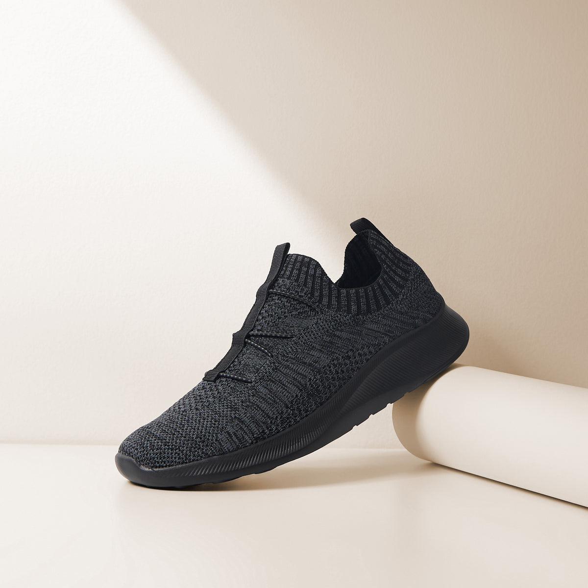 Max Textured Slip-On Sports Shoes with Drawstring Detail Black for Men - image 1