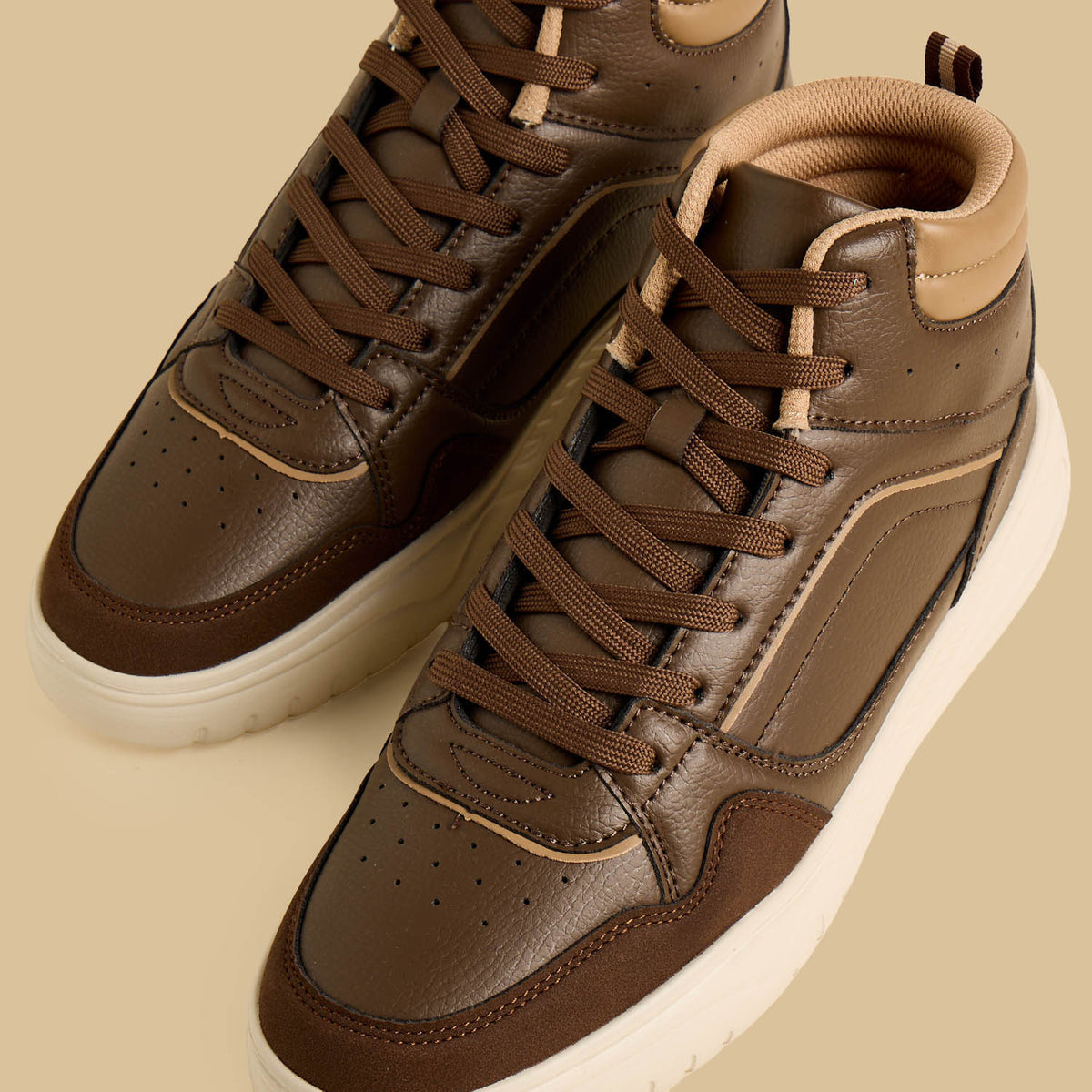 Max High Top Sneakers with Lace-Up Closure Brown for Men - image 3