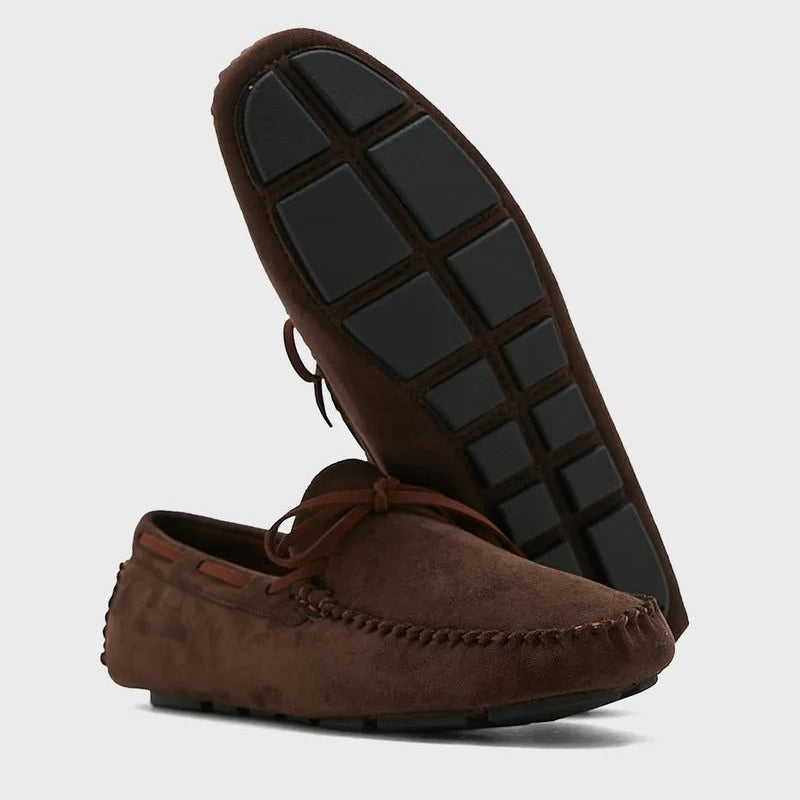 Robert Wood Faux Suede Bow Loafers