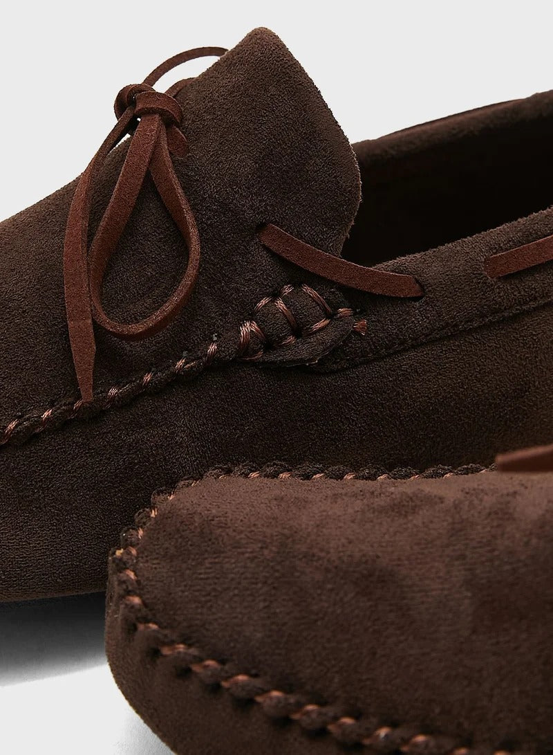 Robert Wood Faux Suede Bow Loafers